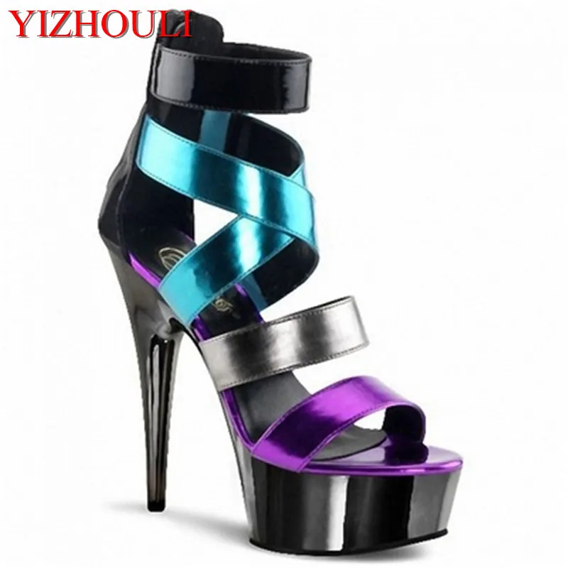 New summer 2018 sandals, 15cm high heels for catwalks, colorful vamp and fishmouth Dance Shoes
New summer 2018 sandals, 15cm high heels for catwalks, colorful vamp and fishmouth Dance Shoes