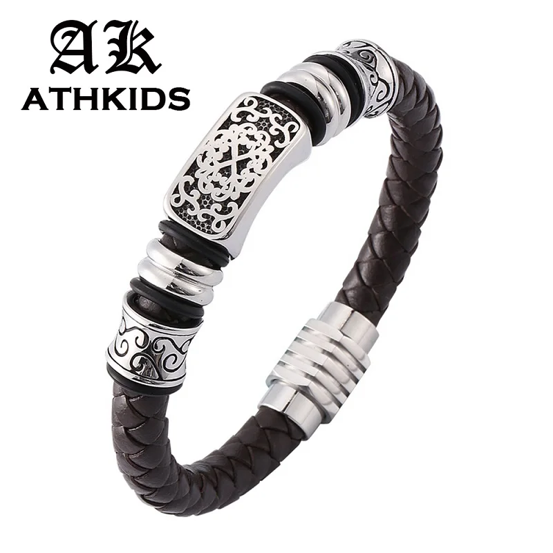 Trend Men Brown Leather Bracelet Stainless Steel Beads Charm Bracelets with Strong Magnet Clasp Male Jewelry Gifts PD0131
Trend Men Brown Leather Bracelet Stainless Steel Beads Charm Bracelets with Strong Magnet Clasp Male Jewelry Gifts PD0131