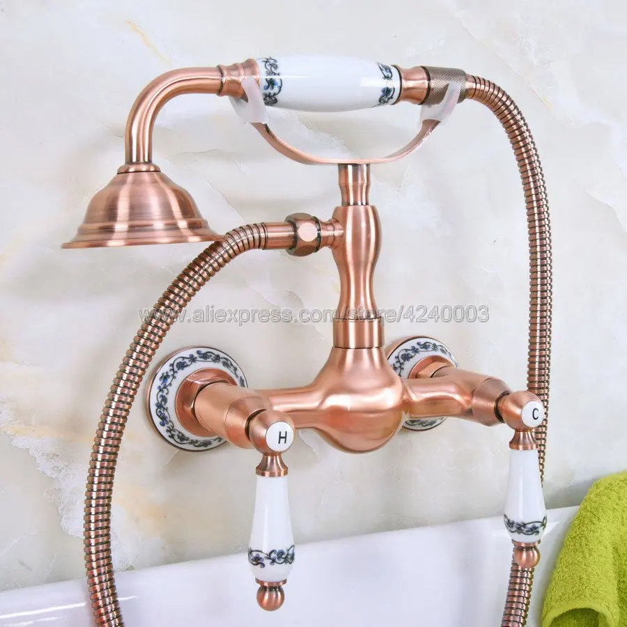 Antique Red Copper Wall Mount Telephone Bath Shower Faucet Mixer Tap w/ Handheld Spray Shower Kna304
Antique Red Copper Wall Mount Telephone Bath Shower Faucet Mixer Tap w/ Handheld Spray Shower Kna304
