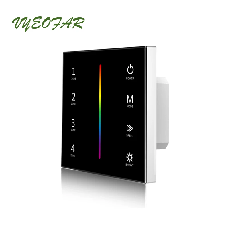 

Led RGB Strip Controller Wall Mount Touch Panel DMX Master & 2.4GHz RF Wireless Dual Function 100V-240V 4 Zone String Control