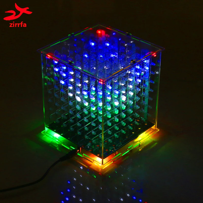 DIY 3D 8s Многоцветный 8x8x8 дисплей светодиодный Электронный светильник Набор для