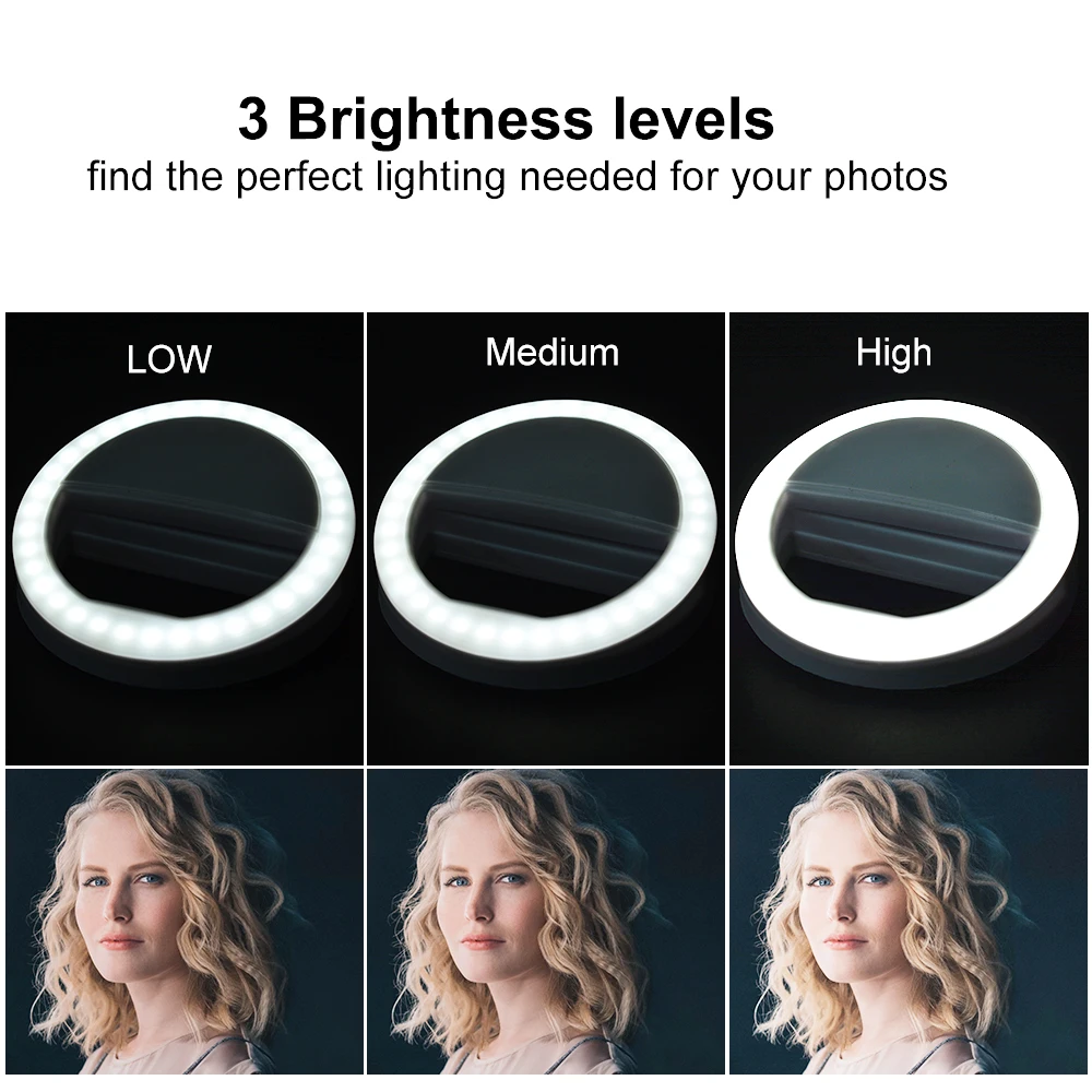 Портативный USB зарядка Selfie кольцо света для телефона дополнительная подсветка
