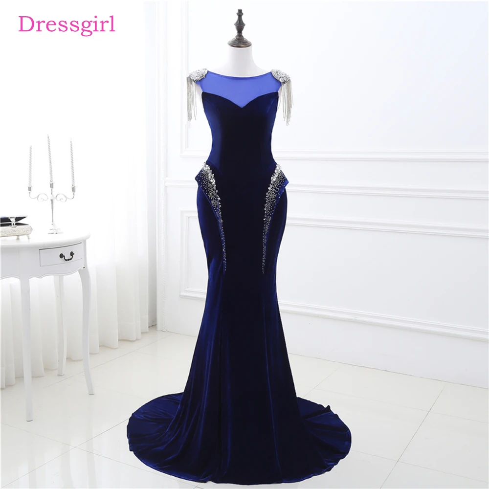 Dark Blue Prom Dresses Mermaid Cap Sleeves Beaded Velvet Elegant Long Women Prom Gown Evening Dresses Robe De Soiree
Dark Blue Prom Dresses Mermaid Cap Sleeves Beaded Velvet Elegant Long Women Prom Gown Evening Dresses Robe De Soiree