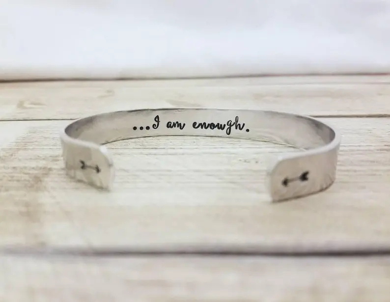 I Am Enough Bracelet You Are Strength Jewelry Inspirational Quote Bangles Mental Health Awareness YLQ7296 | Украшения и