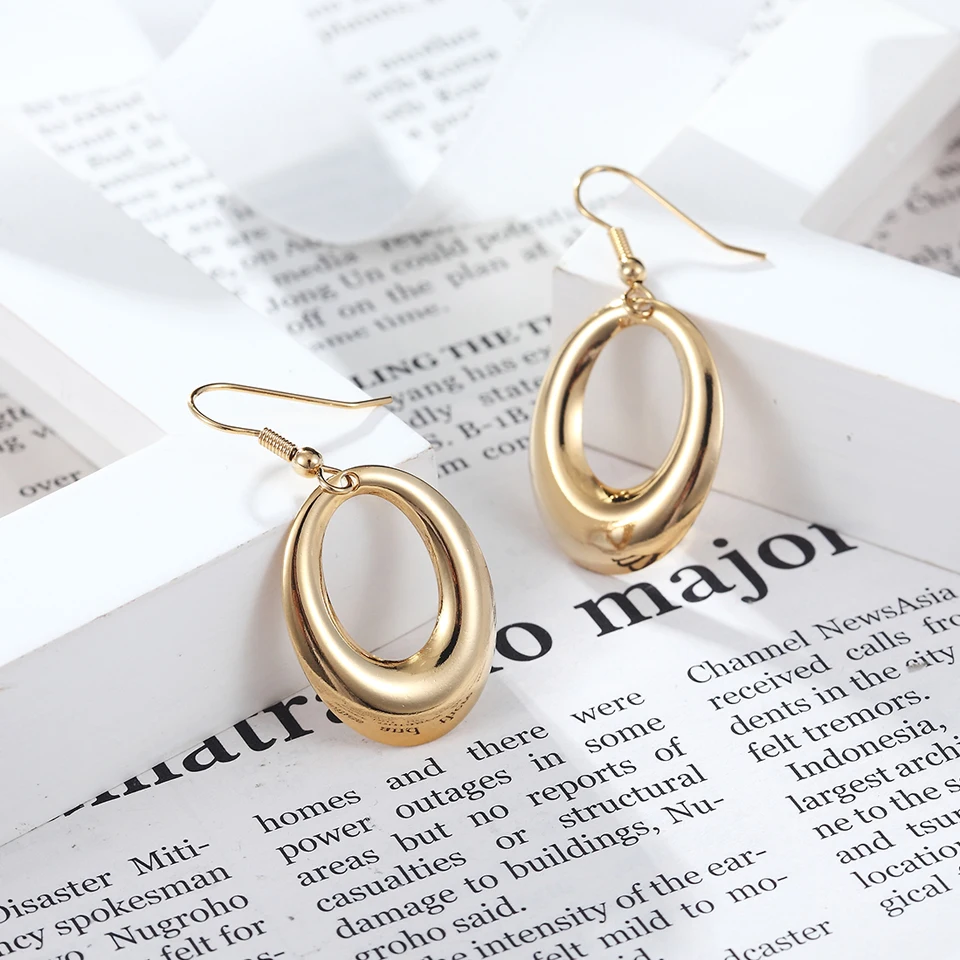 BORASI Classic Oval Dangle Earrings Gold Color Earings Stainless Steel Hollow Round Earrings For Women Jewelry Engagement Gift
BORASI Classic Oval Dangle Earrings Gold Color Earings Stainless Steel Hollow Round Earrings For Women Jewelry Engagement Gift