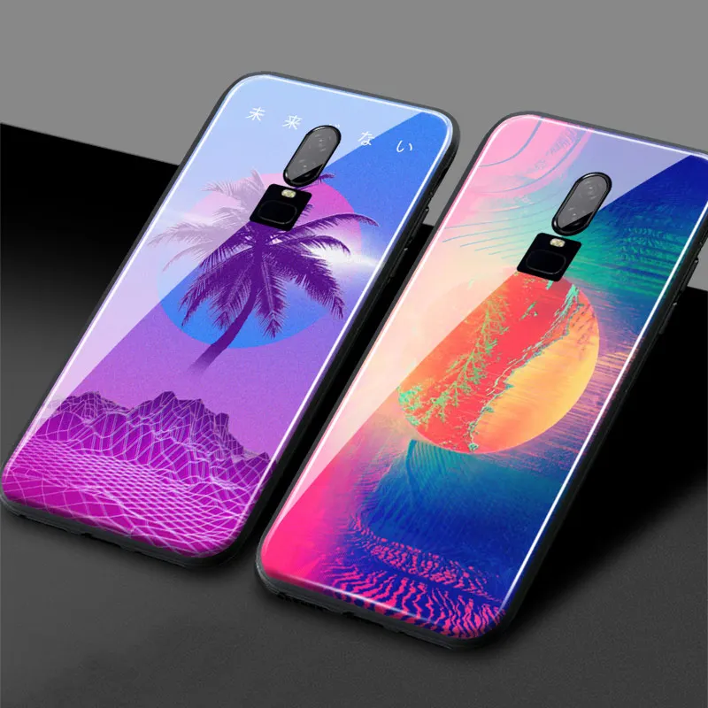 Неоновый Retrowave 80s винтажный абстрактный чехол из закаленного стекла 1 + 6 Мягкий