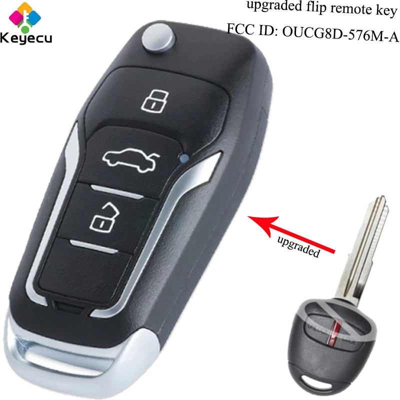 

KEYECU Upgraded Flip/ Folding Remote Car Key - 433MHz & ID46 Chip - FOB for Mitsubishi Outlander 2006-2015 FCC ID: OUCG8D-576M-A