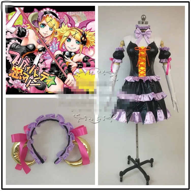 Vocaloid Cosplay V Kagamine Rin Len Косплей Костюм готическое платье Готический Рин на