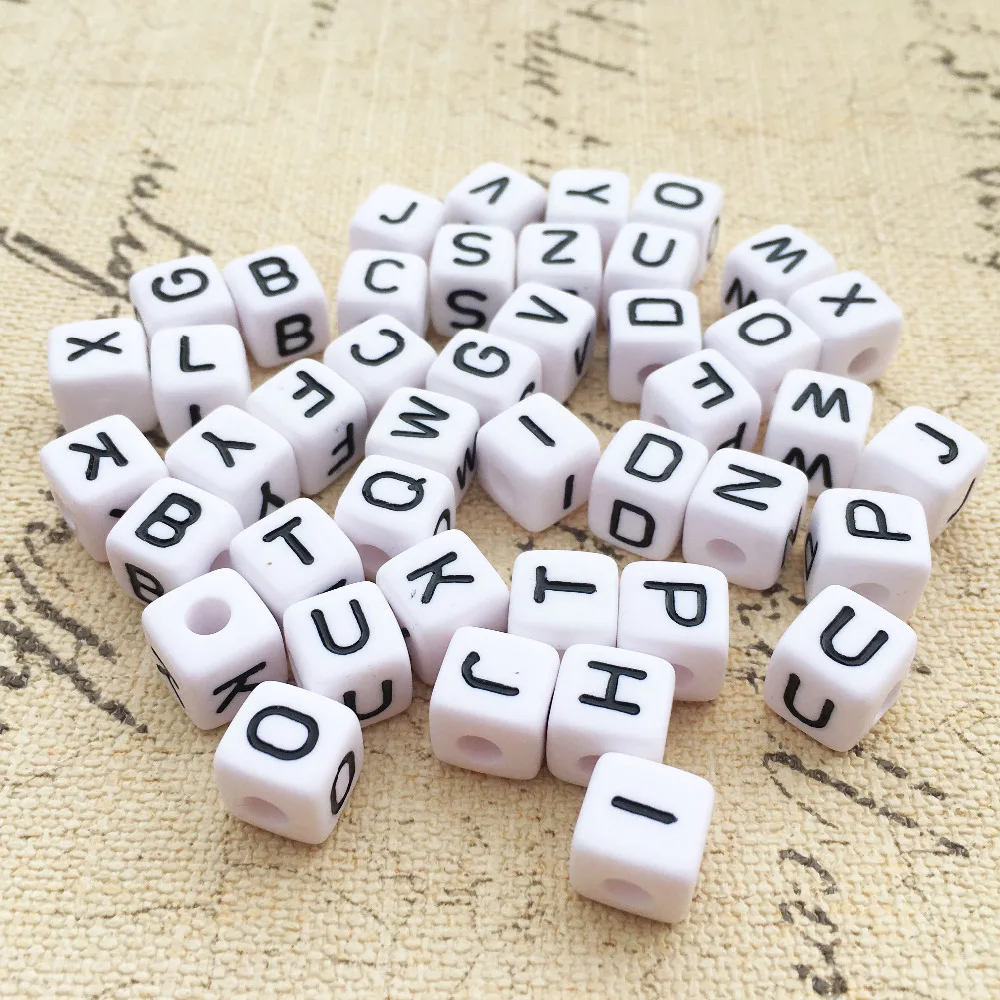 Mini 100PCS 10*10MM A-Z Cube White with Black Printing Acrylic Alphabet Beads Plastic Inital Letter Beads for Name Bracelet
Mini 100PCS 10*10MM A-Z Cube White with Black Printing Acrylic Alphabet Beads Plastic Inital Letter Beads for Name Bracelet