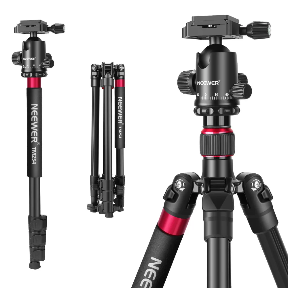 Neewer 2-in-1 Aluminum Alloy Camera Tripod Monopod 66 inches/168 centimeters with 360 Degree Ball Head 1/4 inch QR Plate and bag
Neewer 2-in-1 Aluminum Alloy Camera Tripod Monopod 66 inches/168 centimeters with 360 Degree Ball Head 1/4 inch QR Plate and bag