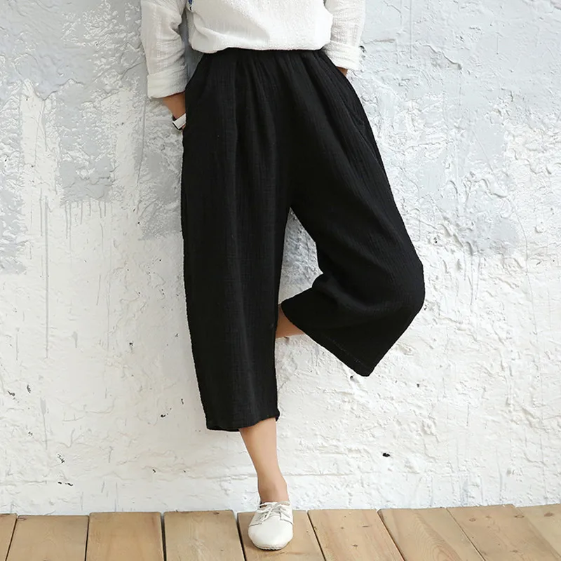 High quality 7 Candy color Solid Elastic waist Women loose Summer Linen cotton Casual Capris seven Pants Wide leg Trousers
High quality 7 Candy color Solid Elastic waist Women loose Summer Linen cotton Casual Capris seven Pants Wide leg Trousers