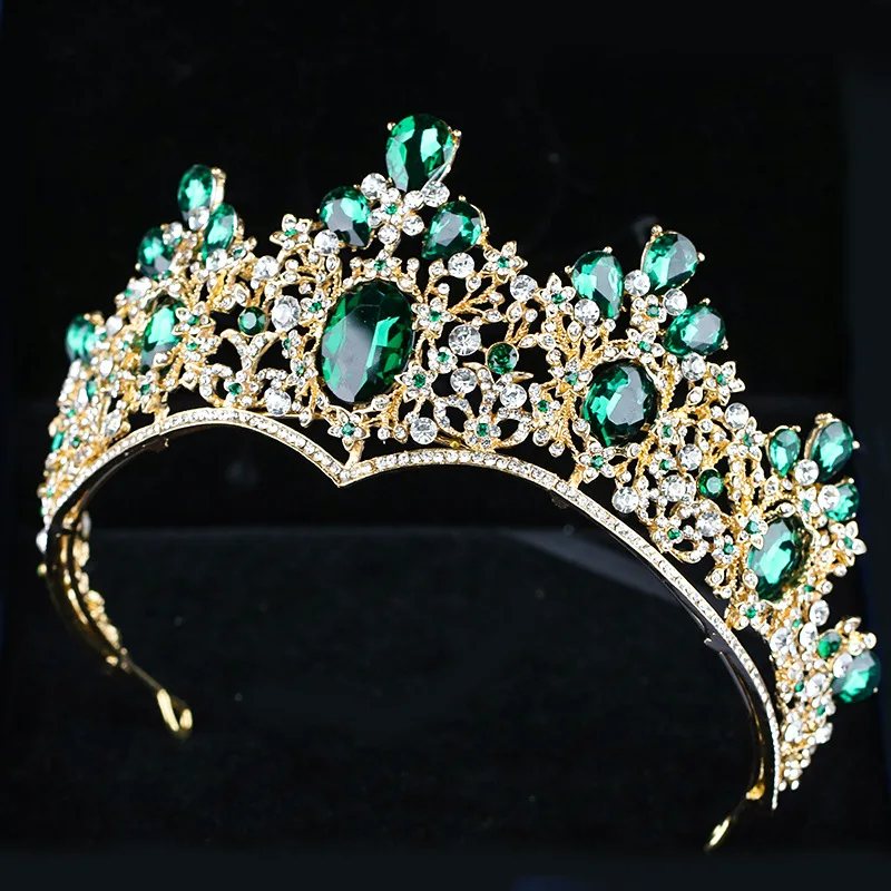Baroque Gold Women Wedding Hair Accessories Bridal Tiara Retro Green Crystal Bride Queen Crowns Head Decorations Headbands CR115
Baroque Gold Women Wedding Hair Accessories Bridal Tiara Retro Green Crystal Bride Queen Crowns Head Decorations Headbands CR115