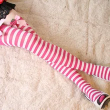 50pairs/lot preppy style woman sexy long stripe bow stocking swan velet elastic strawberry stocking