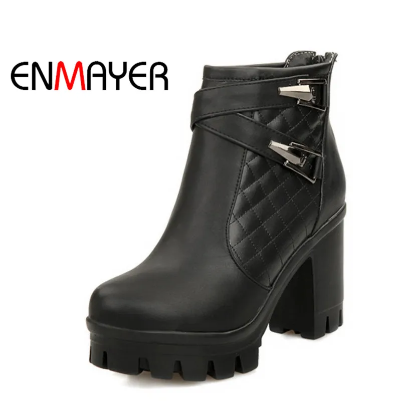 ENMAYER Woman High Heel Ankle Boots Round Toe Zippers Shoes Women Large Size Platform Boots Warm Shoes for Ladies Black White
ENMAYER Woman High Heel Ankle Boots Round Toe Zippers Shoes Women Large Size Platform Boots Warm Shoes for Ladies Black White