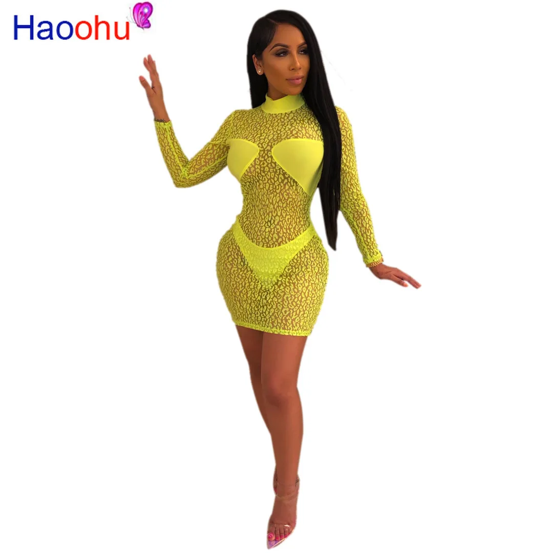 HAOOHU Leopard Mesh See Through Sexy Mini Dress Women Clothes Robe Vestidos Long Sleeve Club Party Bodycon Dresses with
HAOOHU Leopard Mesh See Through Sexy Mini Dress Women Clothes Robe Vestidos Long Sleeve Club Party Bodycon Dresses with