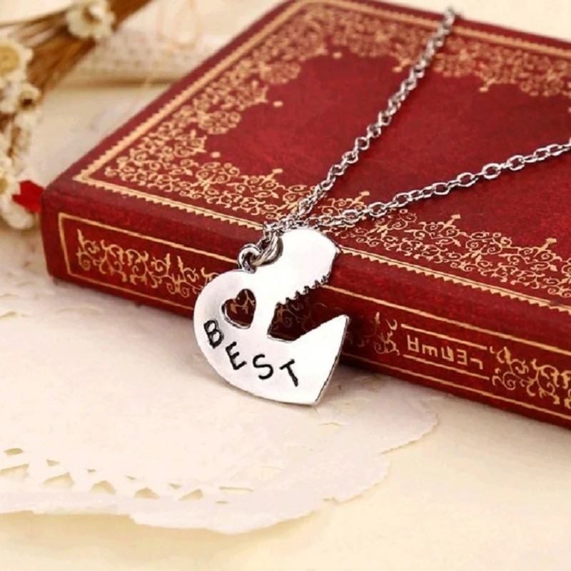 Fashion 2Pcs/Set Cordate Jewelry Best Friends Forever Necklace Key Heart shaped Lock Pendants Couple Gift | Украшения и