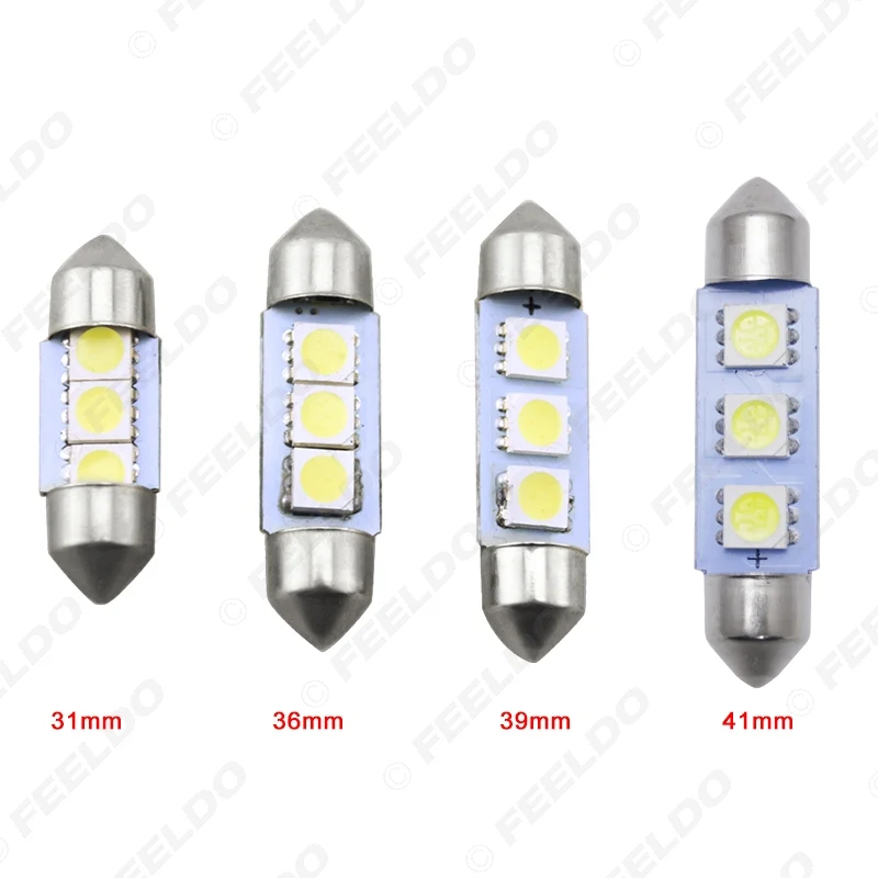 FEELDO 10Pcs White Car Auto 31/36/39/41mm 5050 Chip 3-SMD Reading Lights Festoon Dome LED Light Bulbs
FEELDO 10Pcs White Car Auto 31/36/39/41mm 5050 Chip 3-SMD Reading Lights Festoon Dome LED Light Bulbs