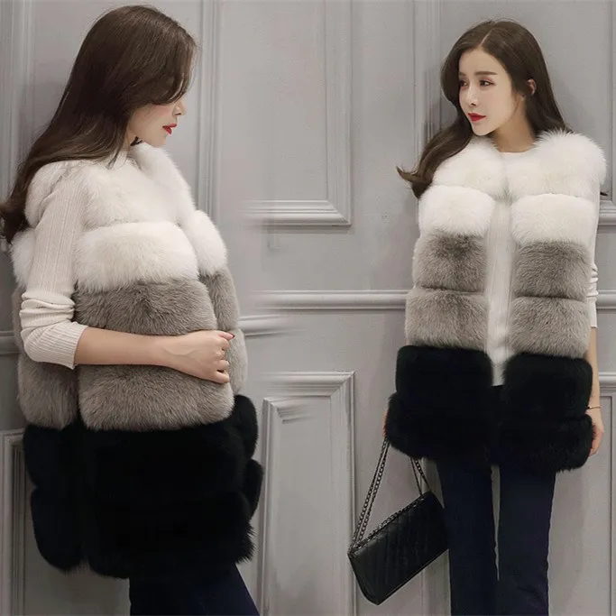Nice Autumn Winter Women Mix Color Faux Fur Vest High Quality Elegant Sleeveless Faux Fur Coat 
Nice Autumn Winter Women Mix Color Faux Fur Vest High Quality Elegant Sleeveless Faux Fur Coat