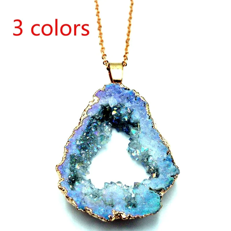 New Fashion Geometric Natural Irregular Rock Druzy Stone Pendant Necklaces Vintage Crystal Geode Necklace Charm Party Gift
New Fashion Geometric Natural Irregular Rock Druzy Stone Pendant Necklaces Vintage Crystal Geode Necklace Charm Party Gift