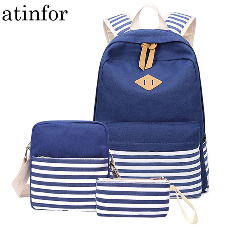 3pcs/set Canvas Stripe Women Backpack Student Bookbag with Shoulder Bags Laptop Back Pack Lady School Bag for Teenager Girls
3pcs/set Canvas Stripe Women Backpack Student Bookbag with Shoulder Bags Laptop Back Pack Lady School Bag for Teenager Girls