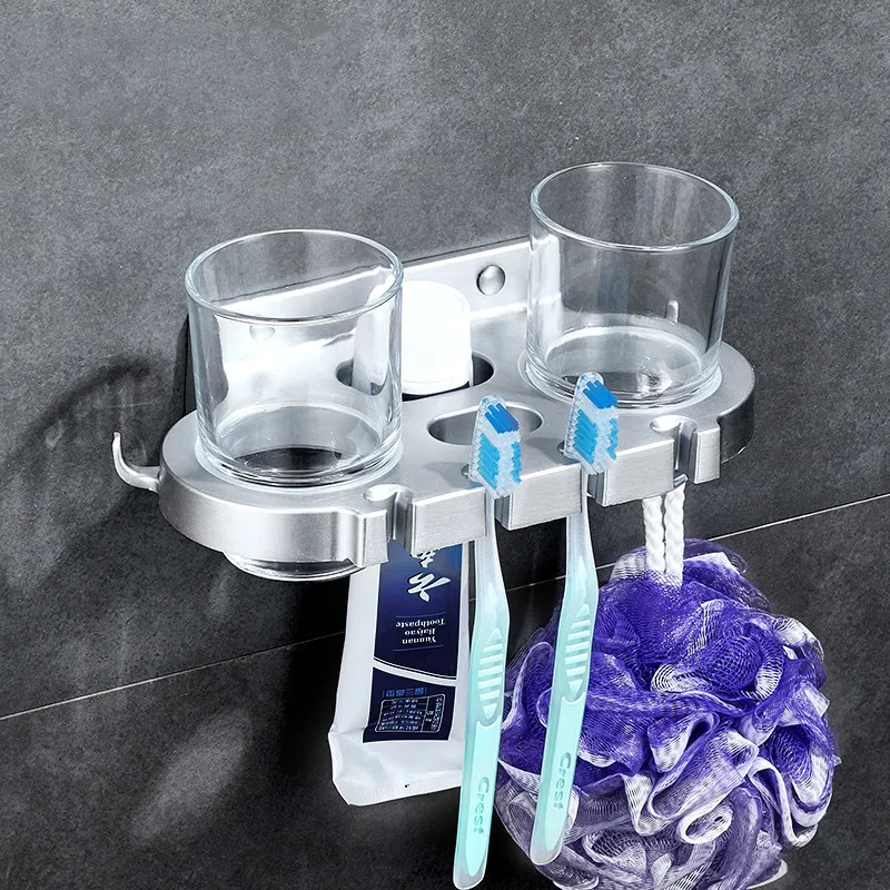 Punch-free cup holder Mouth cup toothbrush holder set bathroom bathroom tooth cup shelf space aluminum hotel double cup lo82333
Punch-free cup holder Mouth cup toothbrush holder set bathroom bathroom tooth cup shelf space aluminum hotel double cup lo82333