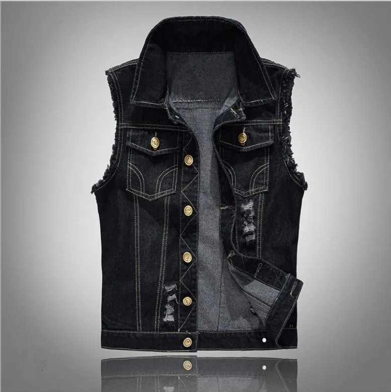 New Spring Autumn Vintage Design Men Denim Vest Male Black Sleeveless Jackets Hole Jeans Brand Waistcoat Vest Tops S/6Xl J2861
New Spring Autumn Vintage Design Men Denim Vest Male Black Sleeveless Jackets Hole Jeans Brand Waistcoat Vest Tops S/6Xl J2861