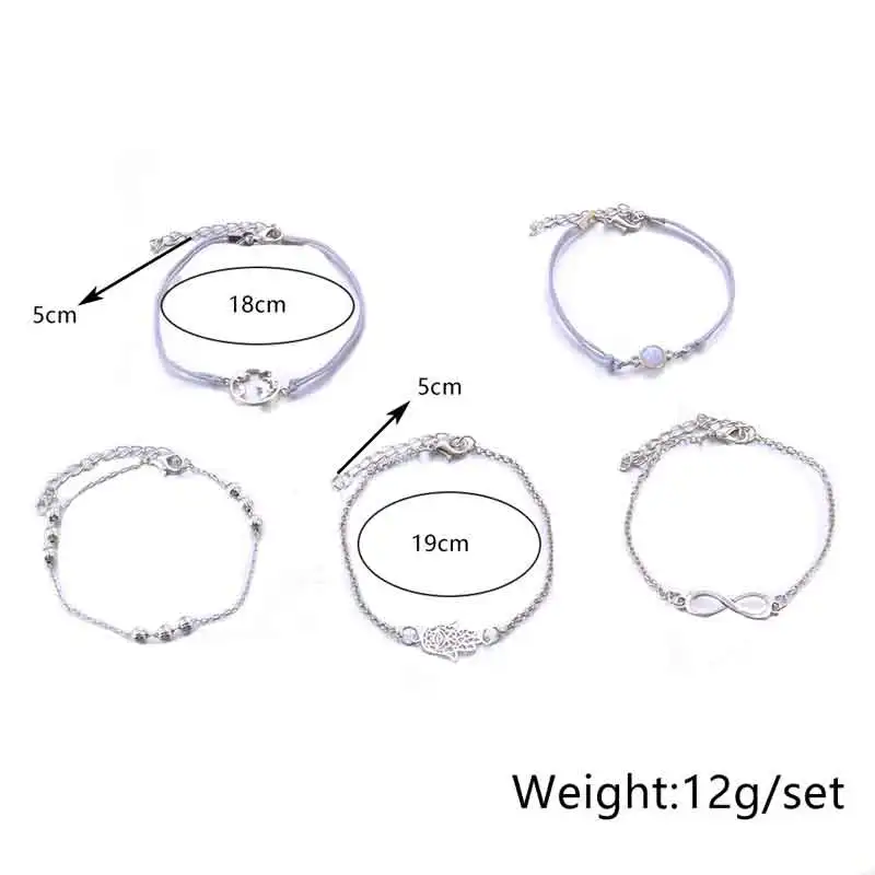 5 PCS/Set Bohemian Palm Hamsa Fatima Hand Bracelet For Women Fashion Vintage Fashion Grey Rope Chain Bracelets Jewelry Gifts 
5 PCS/Set Bohemian Palm Hamsa Fatima Hand Bracelet For Women Fashion Vintage Fashion Grey Rope Chain Bracelets Jewelry Gifts