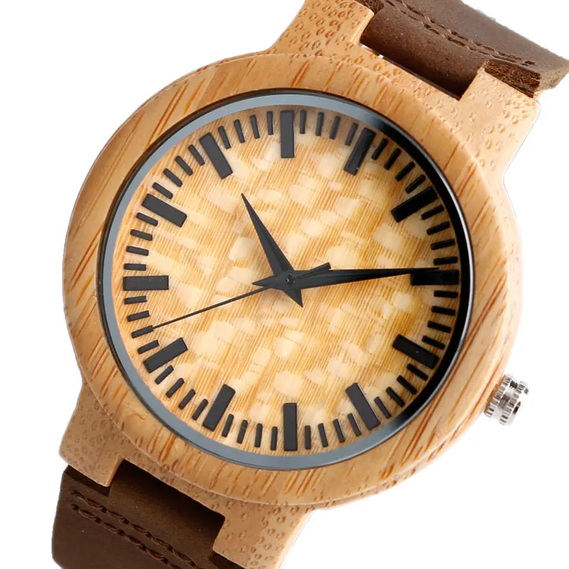 Wood Watches Mens Casual Bamboo Quartz Wristwatches for Men Women Genuine Leather Timepiece Clock Gifts reloj de madera | Наручные часы