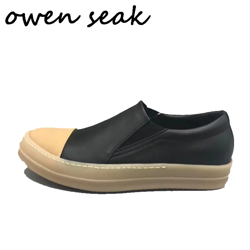 

Owen Seak Men Loafers Shoes Luxury Trainers Genuine Leather Casual Slip-On Autumn Women Flats Black Sneaker Big Size
