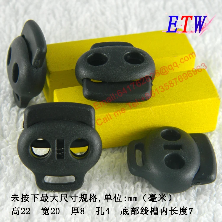 Free Shipping Wholesale High Quality Nylon Cord Lock 22*20*8MM Black 2 Holes Nylon Stopper Spring Stopper 100 pcs/lot
Free Shipping Wholesale High Quality Nylon Cord Lock 22*20*8MM Black 2 Holes Nylon Stopper Spring Stopper 100 pcs/lot
