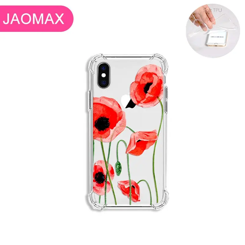 Мягкий силиконовый прозрачный ударопрочный чехол Jaomax с рисунком цветов для iPhone 11