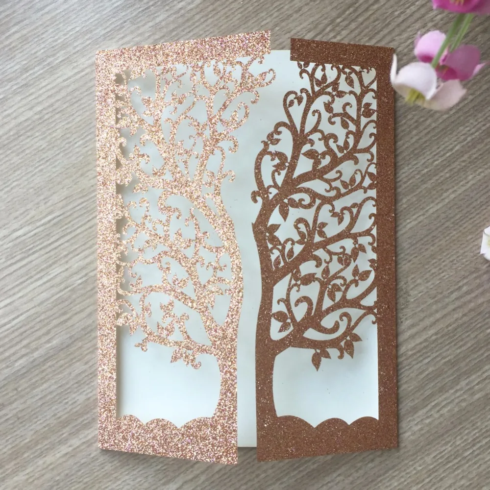 25pcs Laser Cut Tree Inviting Card Glitter Gold Silver Paper Party Event Supplies Decoration Luxury Romantic Wedding Invitation
25pcs Laser Cut Tree Inviting Card Glitter Gold Silver Paper Party Event Supplies Decoration Luxury Romantic Wedding Invitation