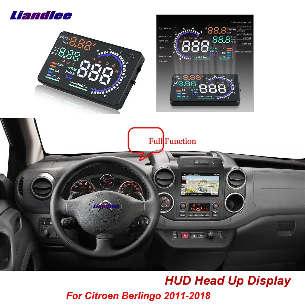 Автомобильный дисплей Liandlee, HUD для Citroen Berlingo 2011-2018, безопасный водительский экран, OBD II проекционный Спидометр лобовое стекло
Автомобильный дисплей Liandlee, HUD для Citroen Berlingo 2011-2018, безопасный водительский экран, OBD II проекционный Спидометр лобовое стекло