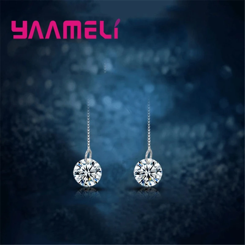 Classic Shining Cubic Zircon Stones CZ Crytal Earrings for OL Female 925 Sterling Silver Long Thread Tassel Jewelry
Classic Shining Cubic Zircon Stones CZ Crytal Earrings for OL Female 925 Sterling Silver Long Thread Tassel Jewelry