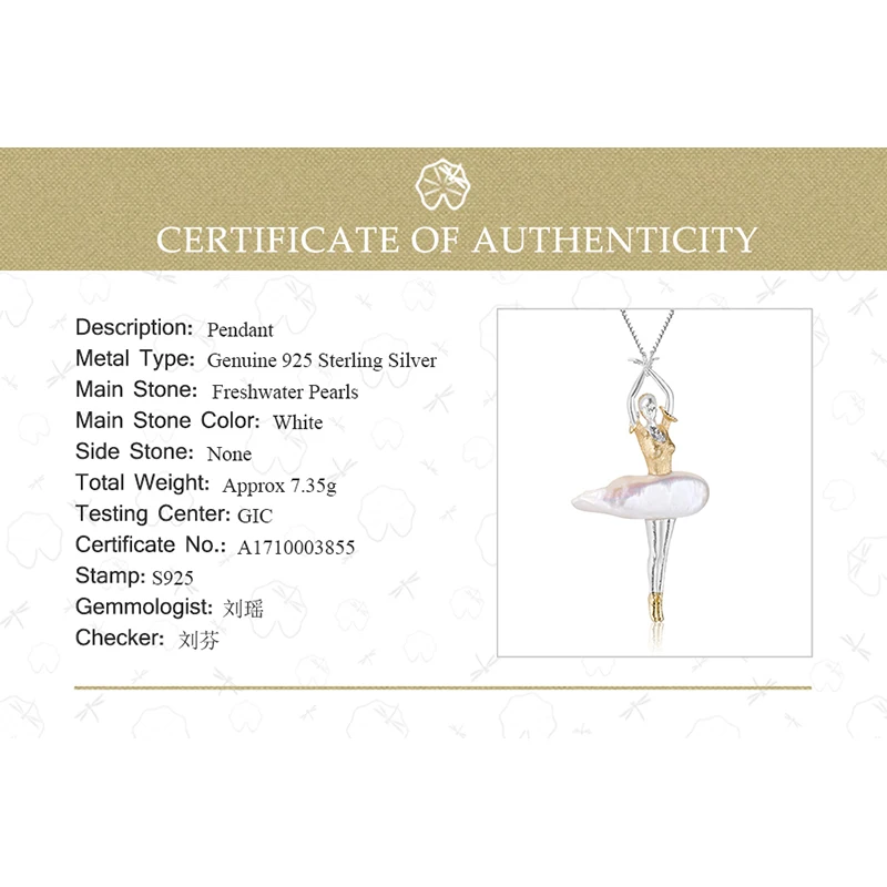 Lotus Fun Real 925 Sterling Silver Natural Pearl Handmade Design Fine Jewelry Elegant Ballet Dancer Pendant without Necklace
Lotus Fun Real 925 Sterling Silver Natural Pearl Handmade Design Fine Jewelry Elegant Ballet Dancer Pendant without Necklace