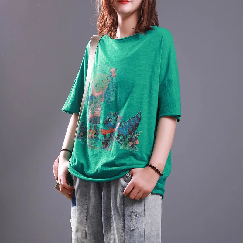 2019 Summer t-shirt Women Blouses tops Cartoon Print Cotton Linen Tops Loose art Casual tShirts Plus Size
2019 Summer t-shirt Women Blouses tops Cartoon Print Cotton Linen Tops Loose art Casual tShirts Plus Size