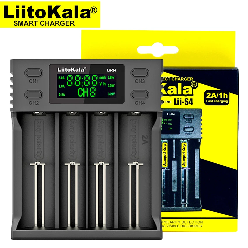 Liitokala Lii-S4 18650 Charger, Charging 18650 1.2v 3.7v 3.2v AA / AAA 26650 21700 NiMH Li-Ion Battery Charger
Liitokala Lii-S4 18650 Charger, Charging 18650 1.2v 3.7v 3.2v AA / AAA 26650 21700 NiMH Li-Ion Battery Charger