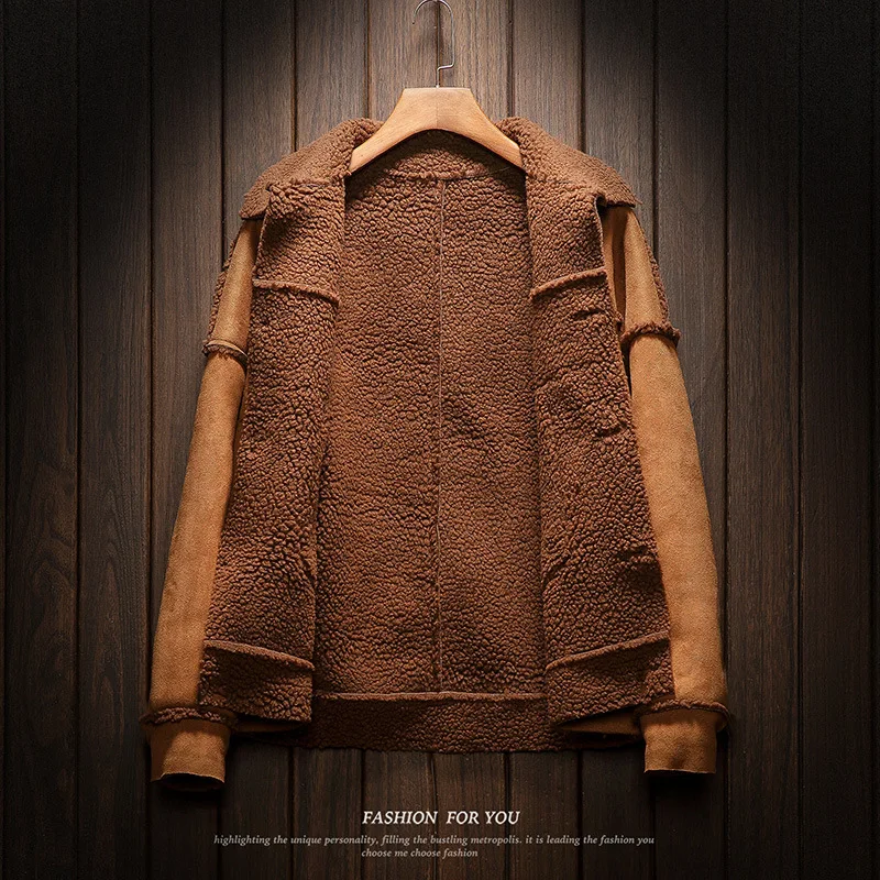 COCO new winter 2020 men's fashion faux suede add flocking warm fur collar lamb fur coat
COCO new winter 2020 men's fashion faux suede add flocking warm fur collar lamb fur coat