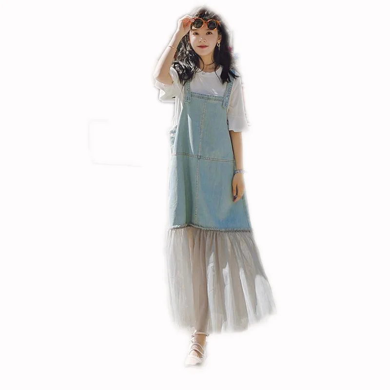 2022 New Summer Women Flare Sleeve Solid Shirts+ Denim Patchwork Mesh Braces Dress Suits Female Sweet Streetwear Casual Sets Y78
2022 New Summer Women Flare Sleeve Solid Shirts+ Denim Patchwork Mesh Braces Dress Suits Female Sweet Streetwear Casual Sets Y78