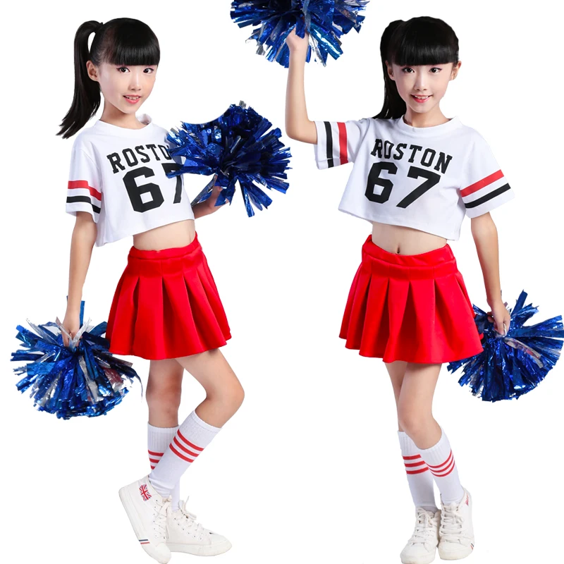New children's cheerleading costumes female jazz hip hop dance long sleeves dew tutu suit performance clothing | Тематическая