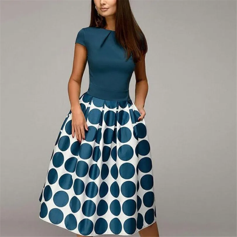 CUHAKCI Party Dress Elegant Dot Print Women Casual Dresses Pocket Short Sleeve O Neck Ladies A-Line Sundress
CUHAKCI Party Dress Elegant Dot Print Women Casual Dresses Pocket Short Sleeve O Neck Ladies A-Line Sundress