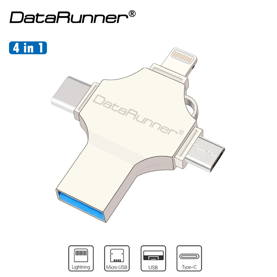 New DataRunner USB Flash Drive 128GB OTG Pen Drive 32GB 64GB Pendrive 4 in 1 USB3.0/iOS/Micro usb /Type C USB Flash Memory Disk
New DataRunner USB Flash Drive 128GB OTG Pen Drive 32GB 64GB Pendrive 4 in 1 USB3.0/iOS/Micro usb /Type C USB Flash Memory Disk