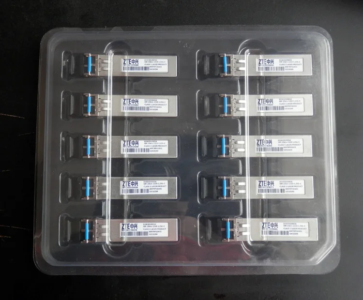 Упаковочная пластиковая коробка для модуля SFP, 1 коробка содержит 10 оптических модулей
Упаковочная пластиковая коробка для модуля SFP, 1 коробка содержит 10 оптических модулей