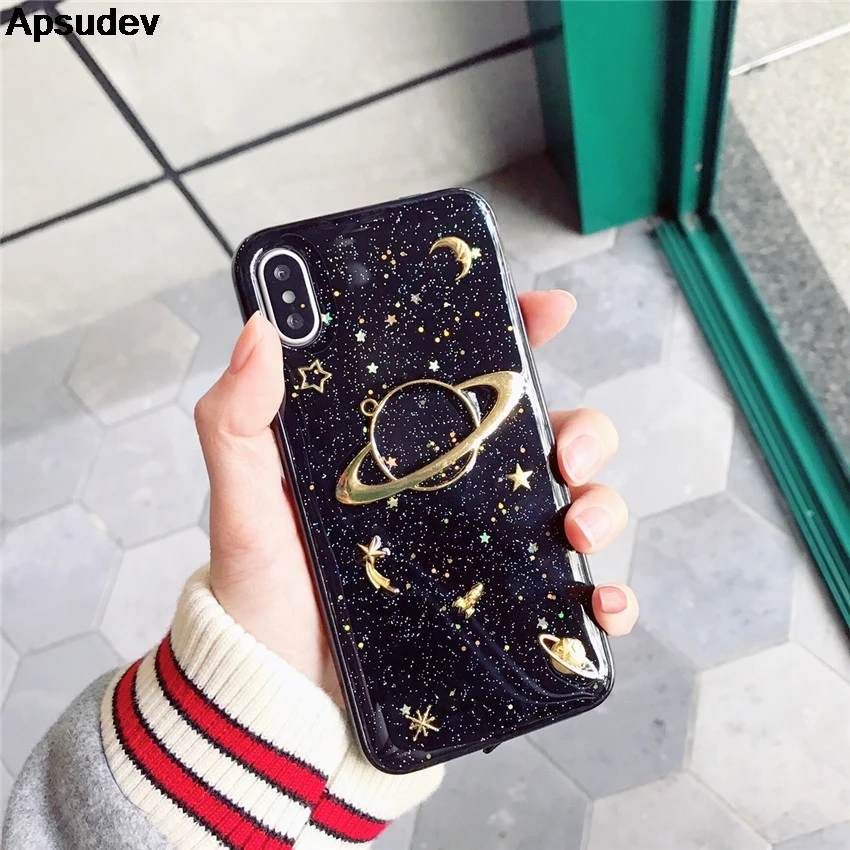 Чехол для телефона Apsudev iphone 7 Plus 8 X XR XS Max Stars And Space Flash Powder TPU|Бамперы| |