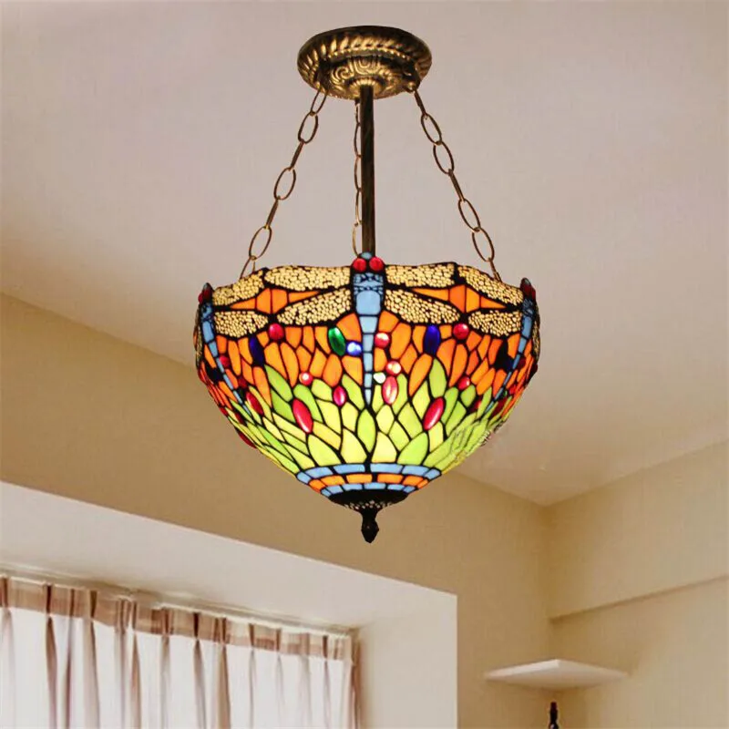 Tiffany glass chandelier bedroom lamp European-style den Red Dragonfly decorative lights Suspension Lights DIA 30 CM H 42 CM
Tiffany glass chandelier bedroom lamp European-style den Red Dragonfly decorative lights Suspension Lights DIA 30 CM H 42 CM