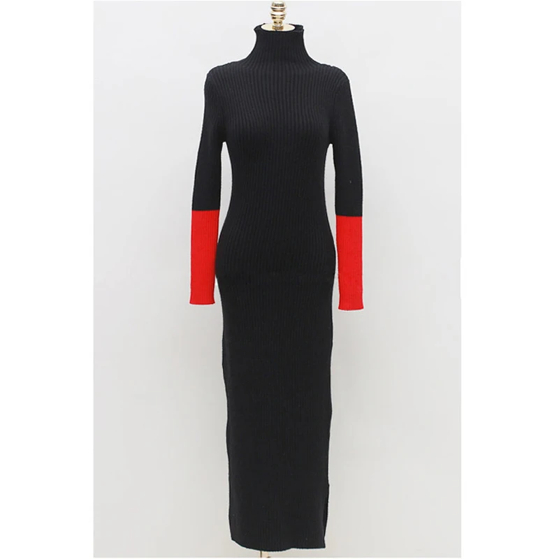 Autumn Winter Turtleneck Skinny Women Sweater Dress 2018 Hit Color Sleeve Knitted Long Dress Side Split Warm Vestidos femme
Autumn Winter Turtleneck Skinny Women Sweater Dress 2018 Hit Color Sleeve Knitted Long Dress Side Split Warm Vestidos femme
