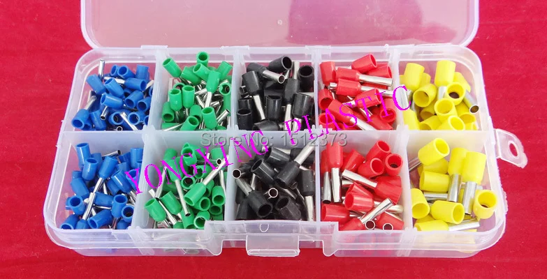 360PCS/box 5 size 5 color insulated cord end terminal block kits E1008/1012/2508/2510/4009
360PCS/box 5 size 5 color insulated cord end terminal block kits E1008/1012/2508/2510/4009