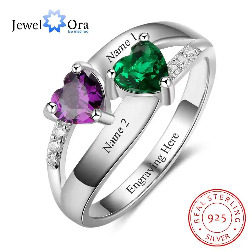 Double Heart Birthstone Ring Personalized Custom Engrave Names Promise Rings 925 Sterling Silver Jewelry (JewelOra RI103276)
Double Heart Birthstone Ring Personalized Custom Engrave Names Promise Rings 925 Sterling Silver Jewelry (JewelOra RI103276)