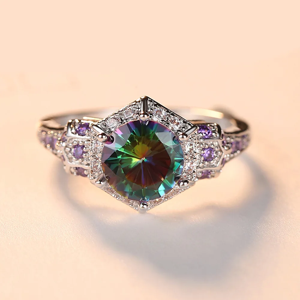 Silikolove 1pcs Fashion Engagement Ring Seven Color Round Zircon Ring The Classic Jewelry Ring Female Cubic Zirconia Ring
Silikolove 1pcs Fashion Engagement Ring Seven Color Round Zircon Ring The Classic Jewelry Ring Female Cubic Zirconia Ring