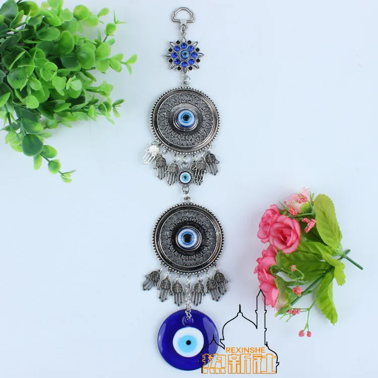 

Turkey blue diamond eyes double sun Muslim peace metal pendant evil "Jushi wall hangings